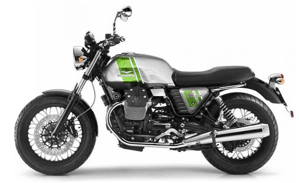 A grey and green motorcycle