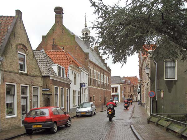 Street with old houses and canal