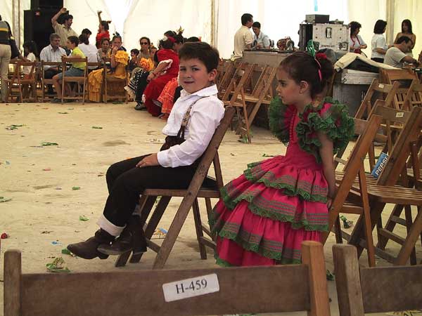 Two children dressed as flamenco dansers
