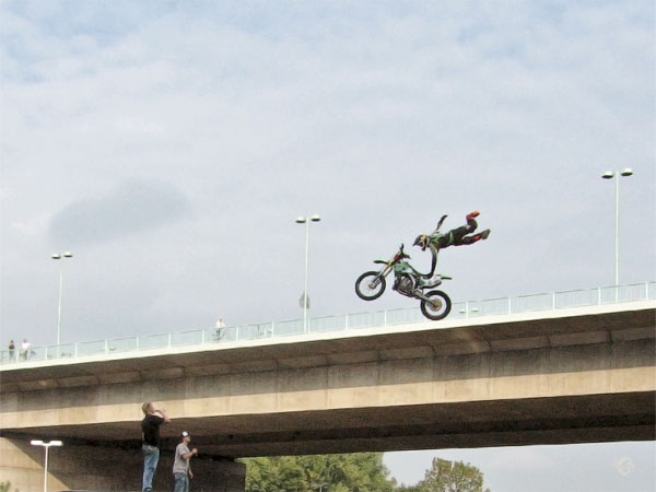 Cross motorcycle during a jump